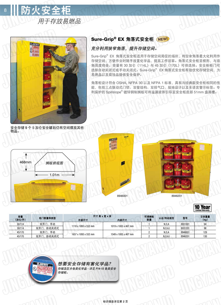 美國(guó)杰斯瑞特，防火安全柜，justrite防火柜，justrite安全柜，防爆柜justrite