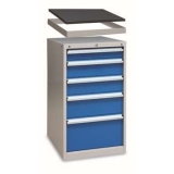 單軌工具柜帶頂框565×580×1000mm(5抽屜帶頂框50mm高)，XB90AN-5SG